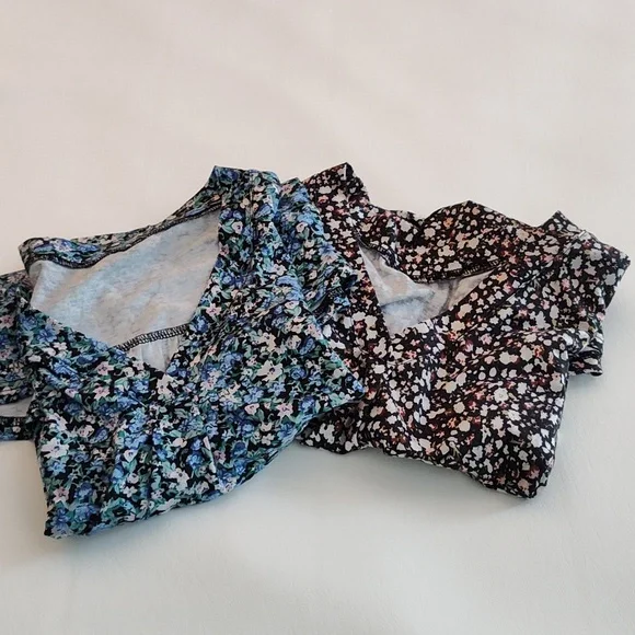 Bundle of 2 Cotton Knit T Shirts Size L Spring Summer Casual Floral Comfy Flowy - Picture 1 of 12